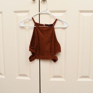 Brown Suede Cropped Tank